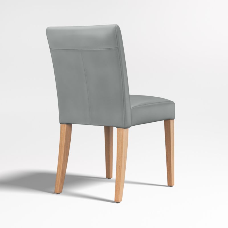 Lowe Pewter Grey Leather Dining Chair with Natural Wood Legs - image 5 of 6