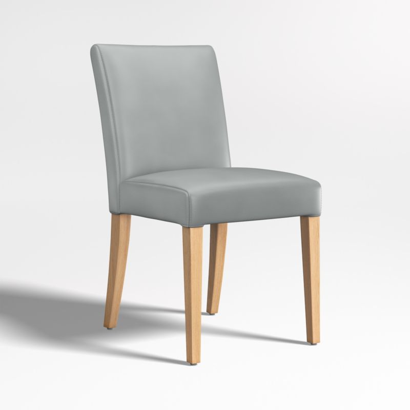 Lowe Pewter Grey Leather Dining Chair with Natural Wood Legs - image 3 of 6