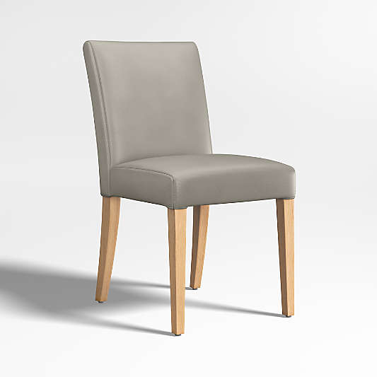 Lowe Pewter Grey Leather Dining Chair with Natural Wood Legs