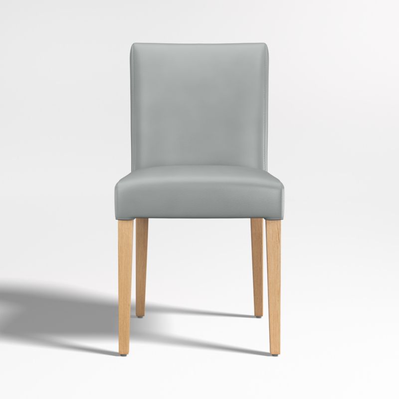 Lowe Pewter Grey Leather Dining Chair with Natural Wood Legs - image 0 of 6