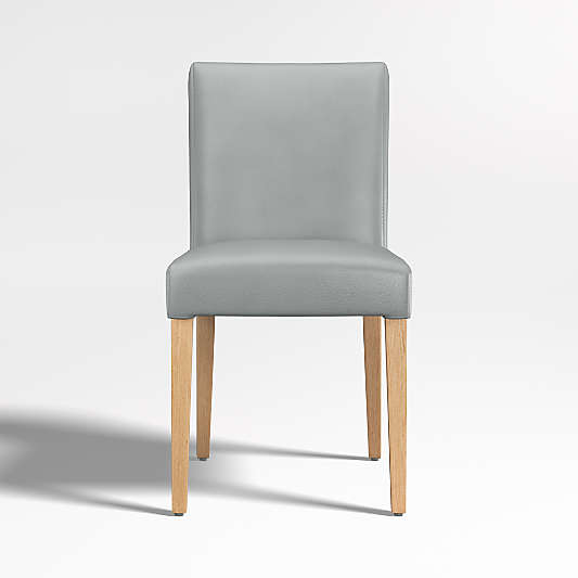 Lowe Pewter Grey Leather Dining Chair with Natural Wood Legs