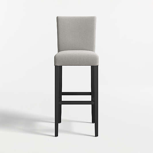 Lowe Pewter Grey Upholstered Bar Stool with Ebony Wood Legs