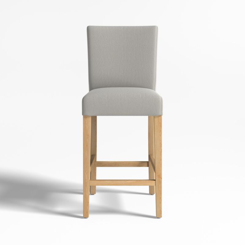 Viewing product image Lowe Pewter Grey Upholstered Counter Stool with Natural Wood Legs - image 1 of 5