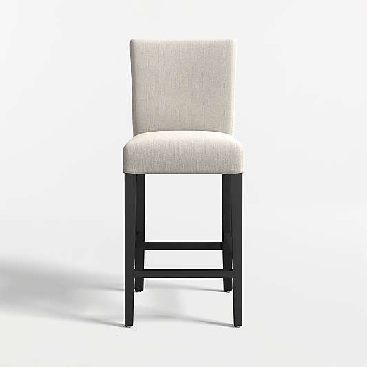 Lowe Pewter Grey Upholstered Counter Stool with Ebony Wood Legs