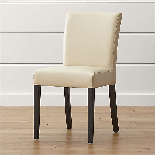 Lowe Ivory Leather Dining Chair with Ebony Wood Legs, Set of 4