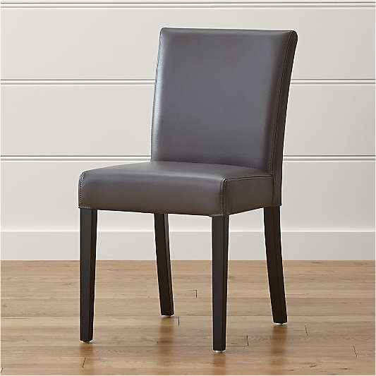 Lowe Smoke Grey Leather Dining Chair with Ebony Wood Legs, Set of 4