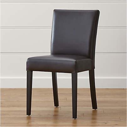 Lowe Chocolate Leather Dining Chair with Ebony Wood Legs, Set of 4