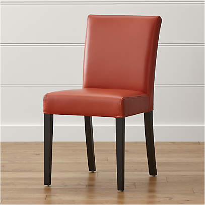 Lowe Persimmon Leather Dining Chair, Red Leather Barrel Chair