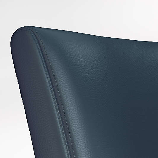 Lowe Navy Leather Dining Chair with Ebony Wood Legs