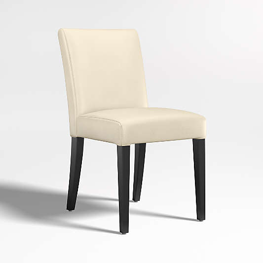 Lowe Ivory Leather Dining Chair with Ebony Wood Legs