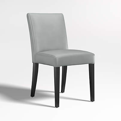 Lowe Pewter Grey Leather Dining Chair with Ebony Wood Legs