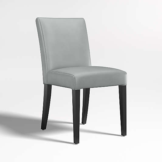 Lowe Pewter Grey Leather Dining Chair with Ebony Wood Legs