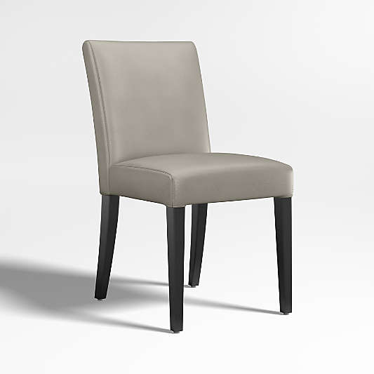Lowe Pewter Grey Leather Dining Chair with Ebony Wood Legs