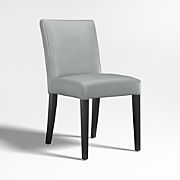 Lowe Smoke Grey Leather Dining Chair with Ebony Wood Legs