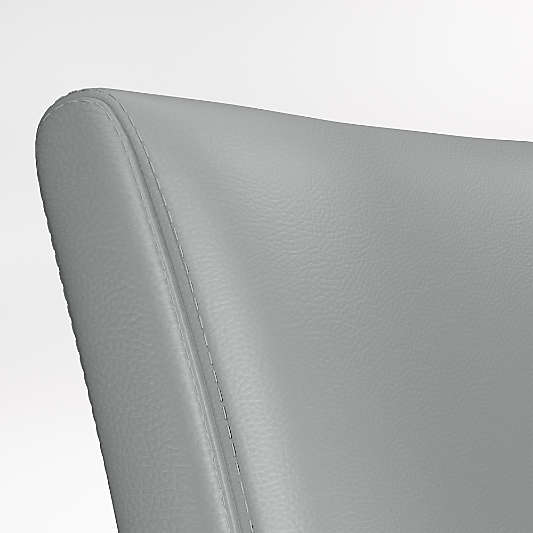 Lowe Pewter Grey Leather Stools with Ebony Wood Legs