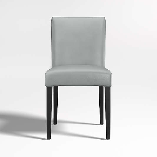 Lowe Pewter Grey Leather Dining Chair with Ebony Wood Legs