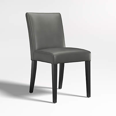 Lowe Smoke Grey Leather Dining Chair with Ebony Wood Legs