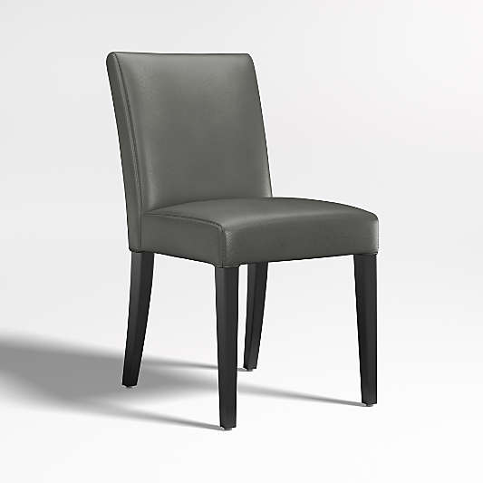 Lowe Smoke Grey Leather Dining Chair with Ebony Wood Legs