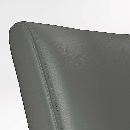 Lowe Smoke Grey Leather Stools with Natural Wood Legs