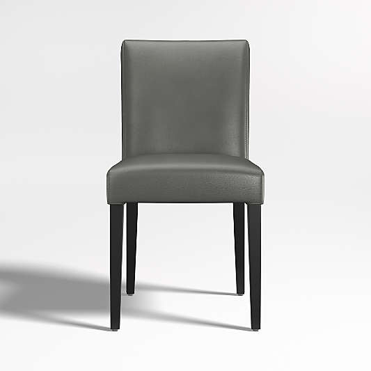 Lowe Smoke Grey Leather Dining Chair with Ebony Wood Legs, Set of 4