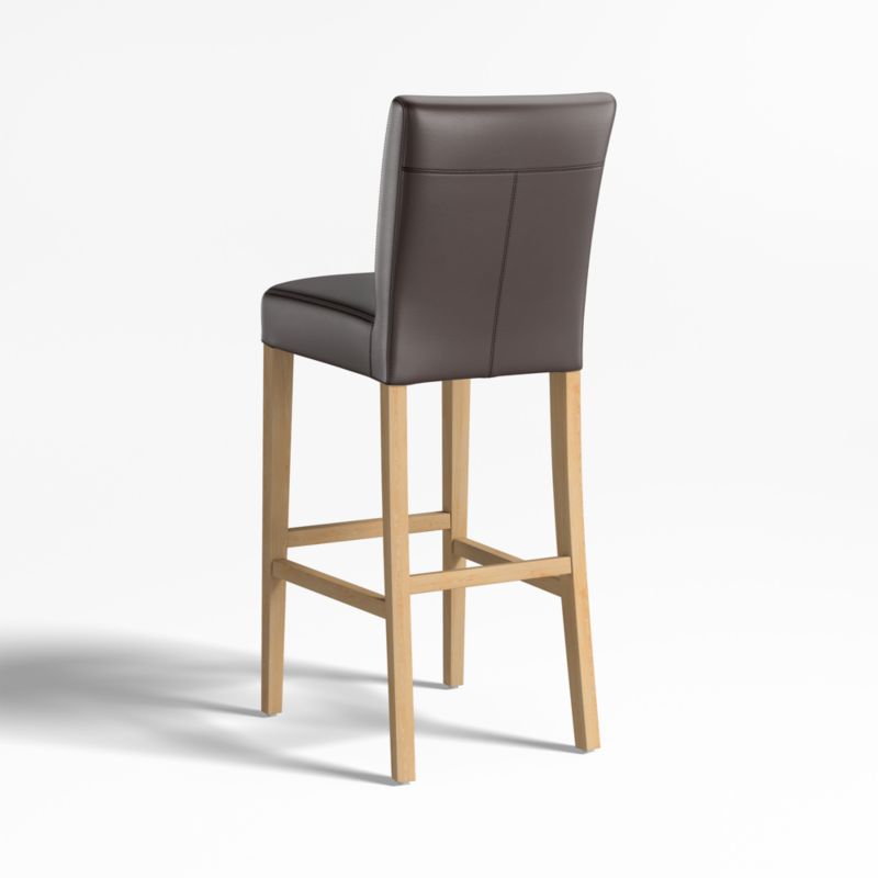 Lowe Smoke Grey Leather Bar Stool with Natural Wood Legs - image 3 of 5