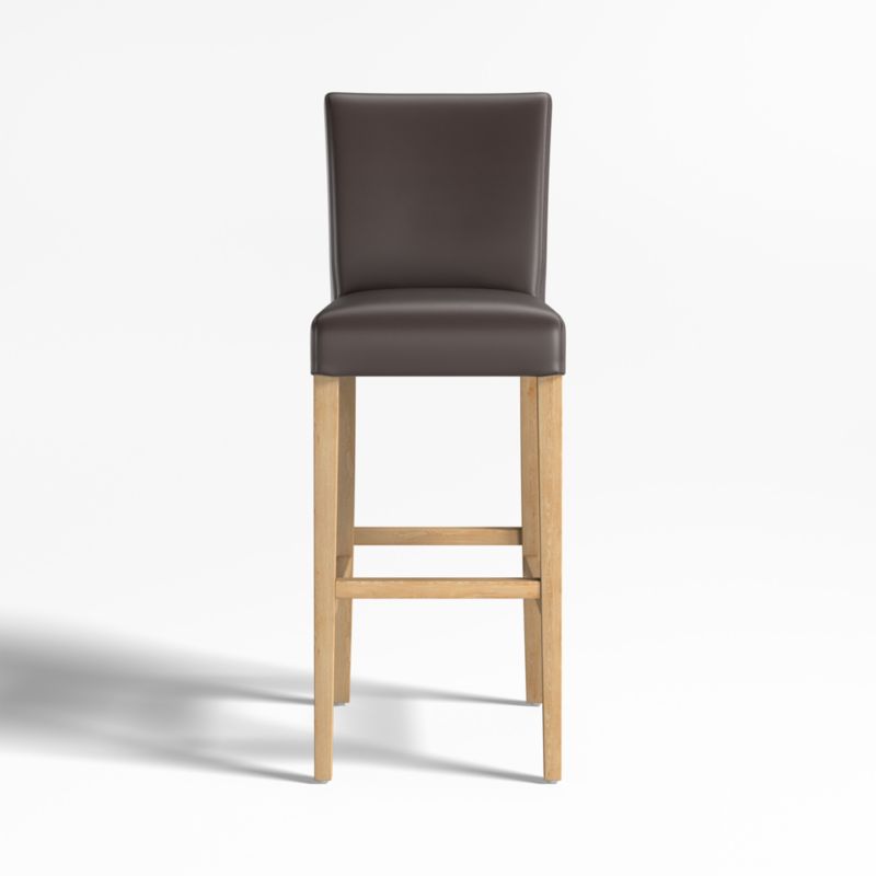 Lowe Smoke Grey Leather Bar Stool with Natural Wood Legs - image 0 of 5