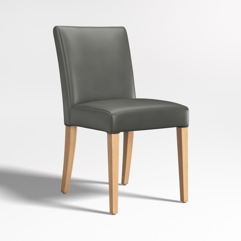 Lowe Smoke Grey Leather Dining Chair with Natural Wood Legs - image 3 of 6