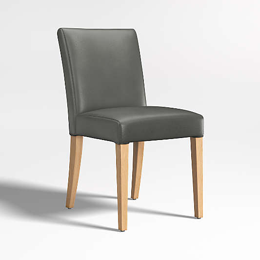 Lowe Smoke Grey Leather Dining Chair with Natural Wood Legs