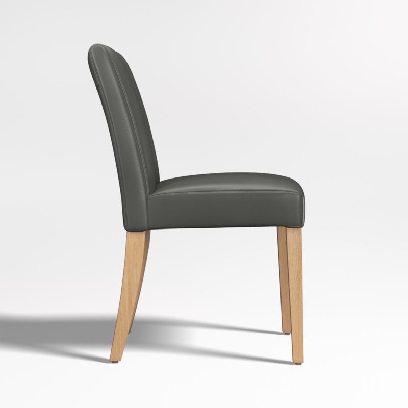 Lowe Smoke Grey Leather Dining Chair with Natural Wood Legs - image 4 of 6