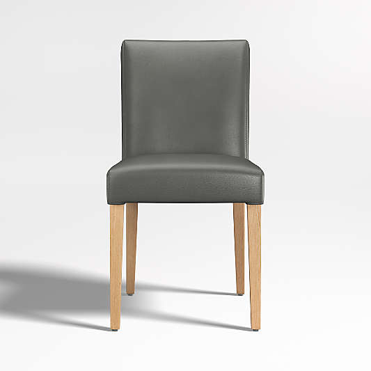 Lowe Smoke Grey Leather Dining Chair with Natural Wood Legs