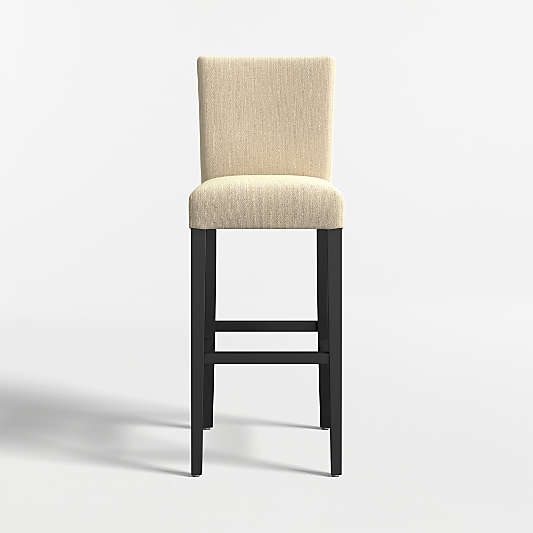 Lowe Taupe Upholstered Bar Stool with Ebony Wood Legs