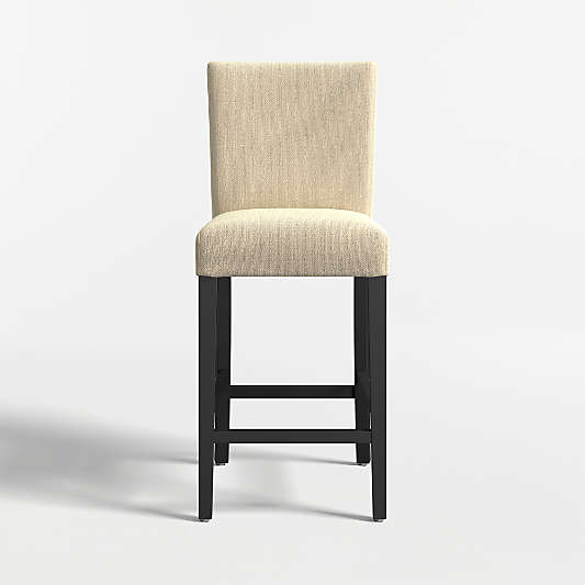 Lowe Taupe Upholstered Counter Stool with Ebony Wood Legs