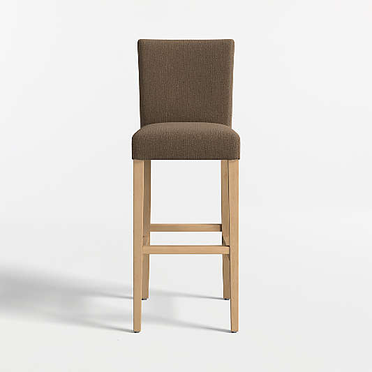 Lowe Truffle Upholstered Bar Stool with Natural Wood Legs
