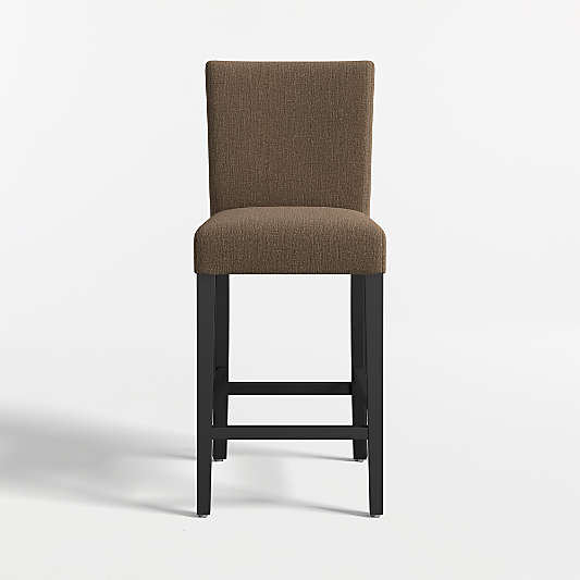 Lowe Truffle Upholstered Counter Stool with Ebony Wood Legs