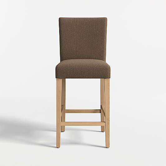 Lowe Truffle Upholstered Counter Stool with Natural Wood Legs