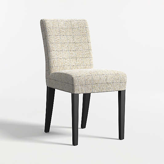 Lowe Topaz Check Upholstered Dining Chair with Ebony Wood Legs