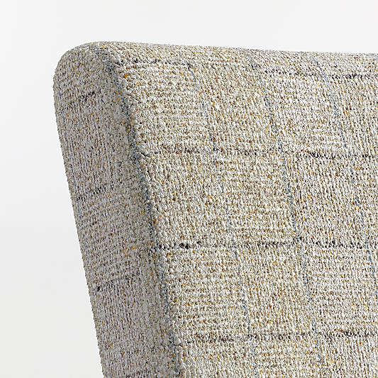 Lowe Topaz Check Upholstered Counter Stool with Natural Wood Legs