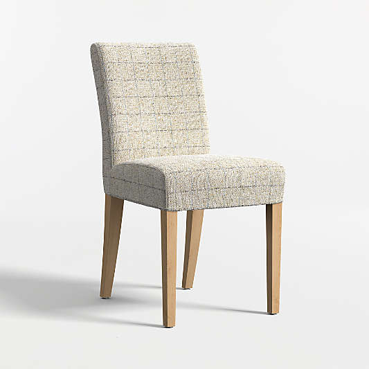 Lowe Topaz Check Upholstered Dining Chair with Natural Wood Legs