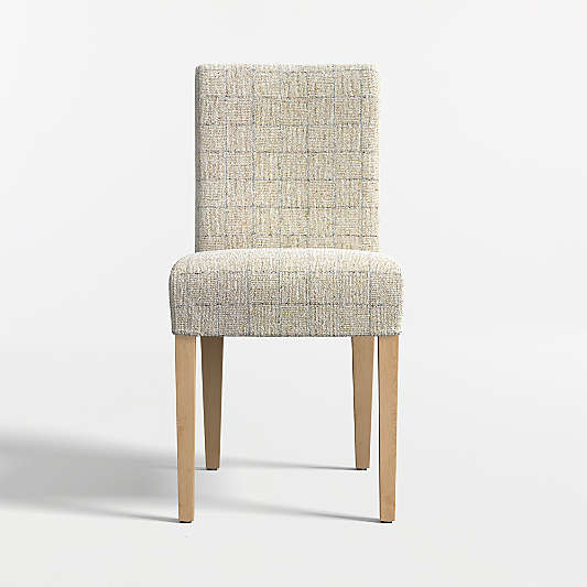 Lowe Topaz Check Upholstered Dining Chair with Natural Wood Legs