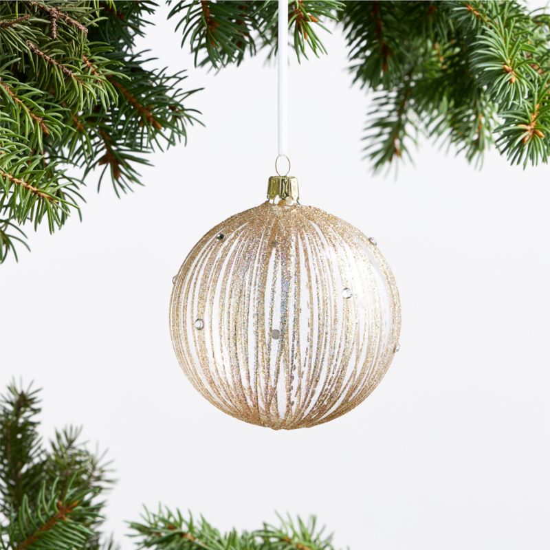 European Large Gold Glittered Glass Ball Christmas Tree Ornament, Set of 4 - image 1 of 3