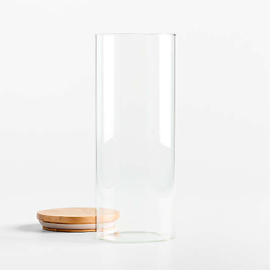 Round Glass Canisters with Olivewood Lids