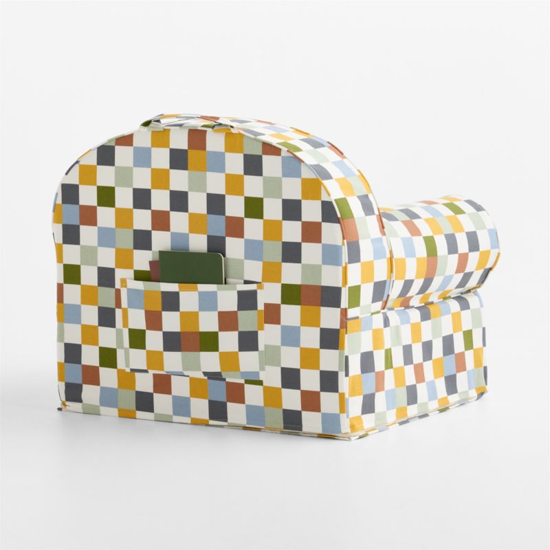 Large Riverstone Checkered Organic Cotton Kids Lounge Nod Chair Cover - image 2 of 5