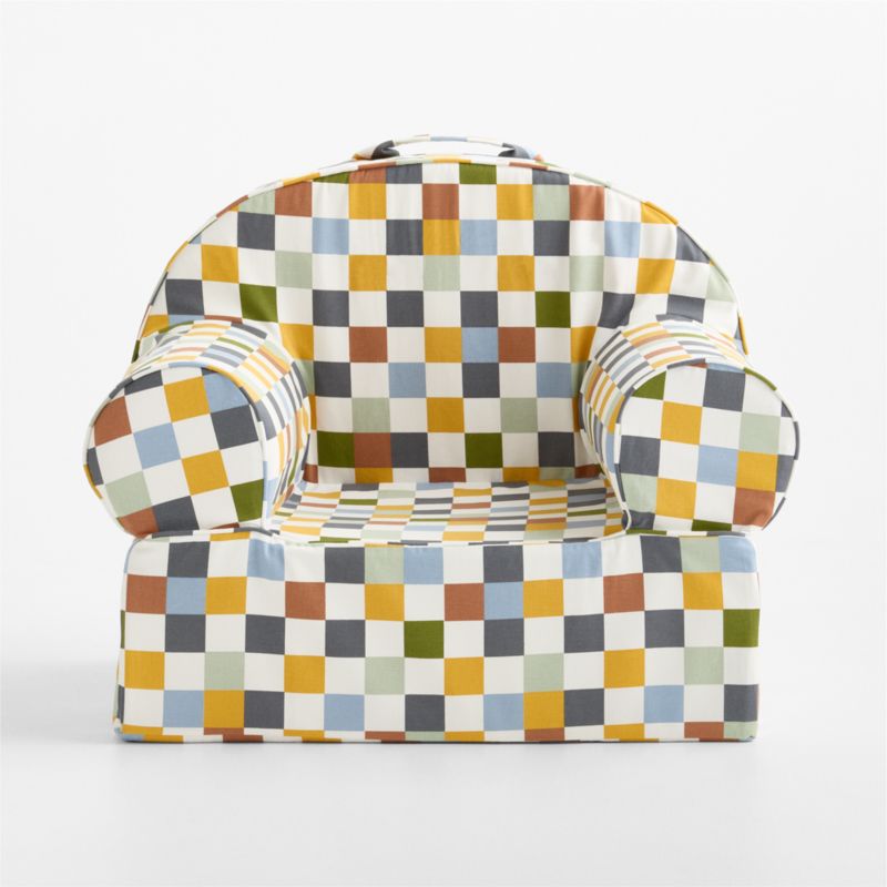 Large Riverstone Checkered Organic Cotton Kids Lounge Nod Chair Cover - image 1 of 5
