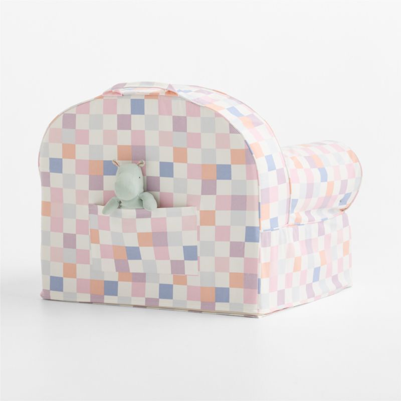 Large Sherbet Checkered Organic Cotton Kids Lounge Nod Chair Cover - image 2 of 5