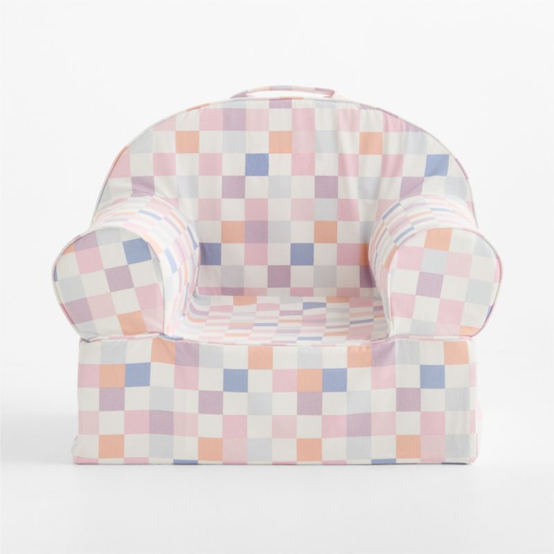 Large Sherbet Checkered Organic Cotton Kids Lounge Nod Chair Cover - image 1 of 5