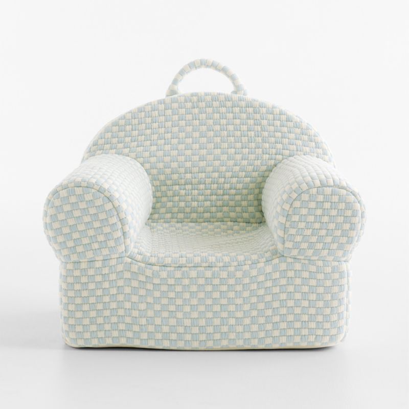 Large Sky Blue Checkered Matelass Kids Lounge Nod Chair Cover - image 1 of 5