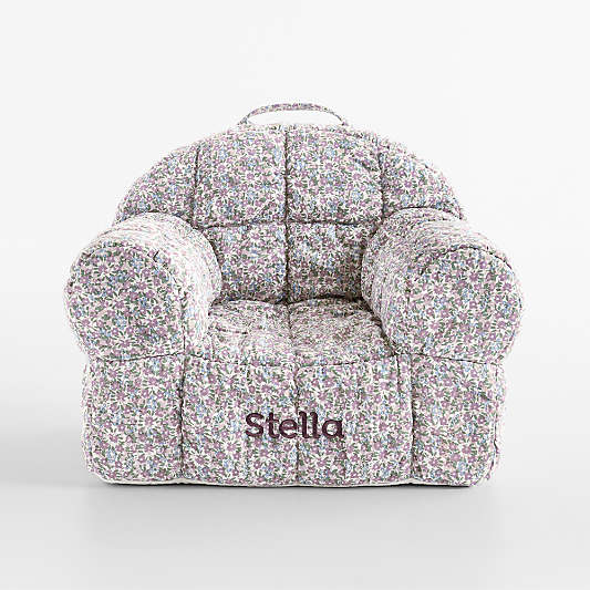 Large Sunset Purple Floral Puffy Cotton Kids Lounge Nod Chair