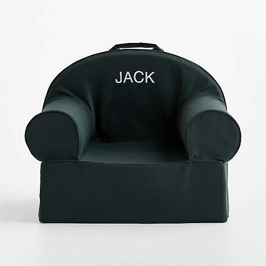Large Spruce Green Organic Cotton Kids Lounge Nod Chair