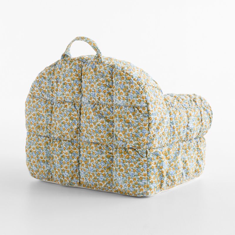 Large Savannah Yellow Floral Puffy Cotton Kids Lounge Nod Chair - image 2 of 5
