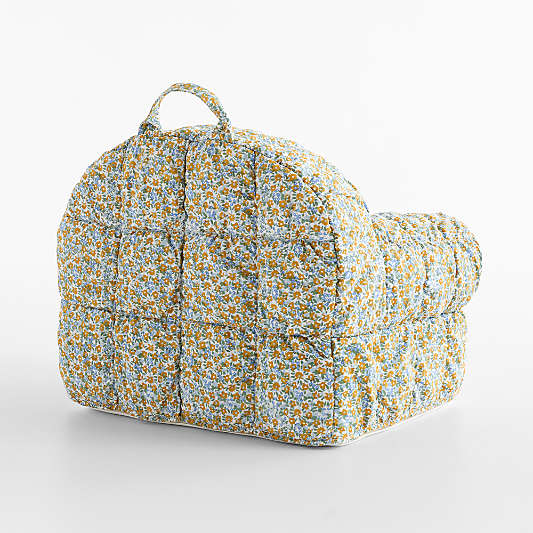 Large Savannah Yellow Floral Puffy Cotton Kids Lounge Nod Chair
